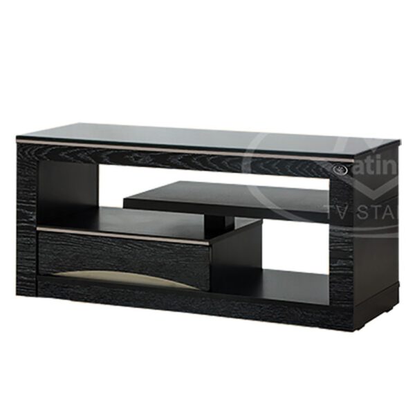 میز تلویزیون چوبی مدل R111 در سایز 110 سانت در رنگ مشکی لیزری - تصویر 3